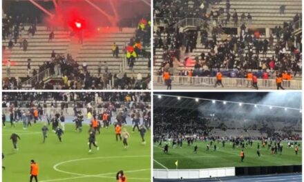 (ВИДЕО)Сцените на насилство од Париз го обиколија светот. Навивачите се гаѓаа со факели, а потоа масовно го окупираа тревникот