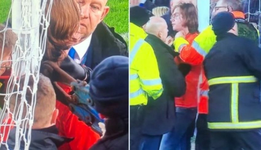 (ВИДЕО) Неверојатна сцена на Гудисон Парк : Навивач на Евертон се врза за голот